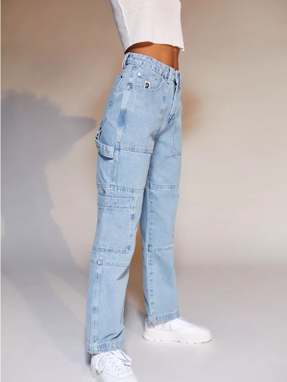 The Ragged Priest Light Blue Cargo Straight-Leg Jeans